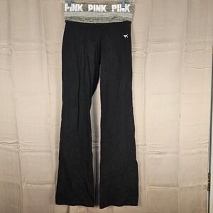 Vintage Y2K Victoria's Secret PINK Yoga Womens Black Foldover Flare Pants XS